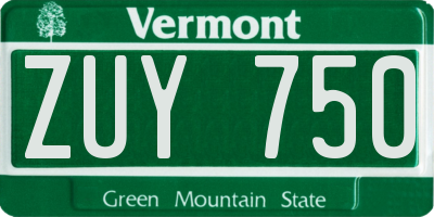 VT license plate ZUY750