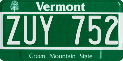 VT license plate ZUY752