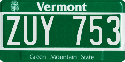 VT license plate ZUY753