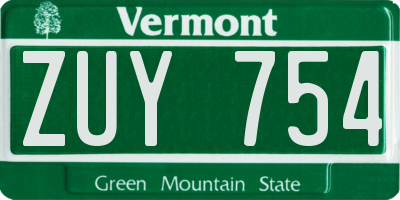 VT license plate ZUY754
