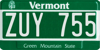 VT license plate ZUY755