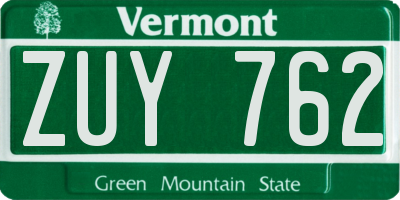VT license plate ZUY762