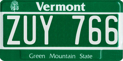 VT license plate ZUY766