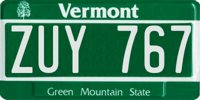 VT license plate ZUY767
