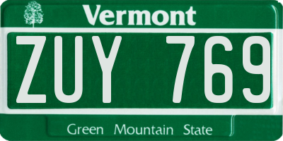 VT license plate ZUY769