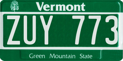 VT license plate ZUY773