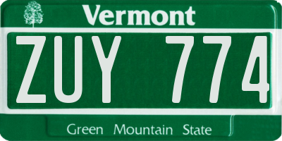 VT license plate ZUY774
