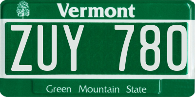 VT license plate ZUY780