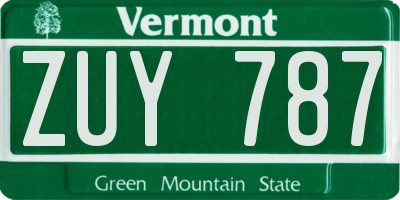VT license plate ZUY787