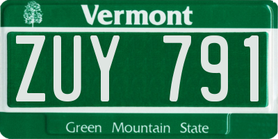 VT license plate ZUY791