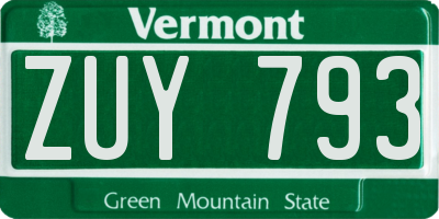 VT license plate ZUY793
