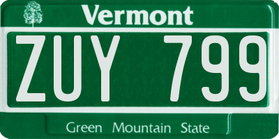 VT license plate ZUY799