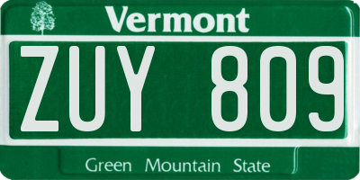 VT license plate ZUY809