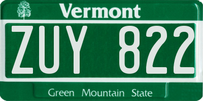 VT license plate ZUY822