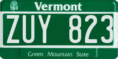 VT license plate ZUY823