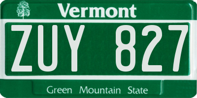 VT license plate ZUY827