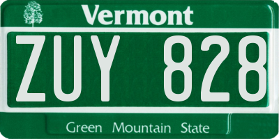 VT license plate ZUY828