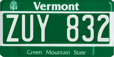 VT license plate ZUY832