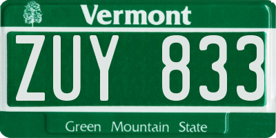 VT license plate ZUY833
