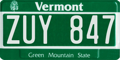 VT license plate ZUY847