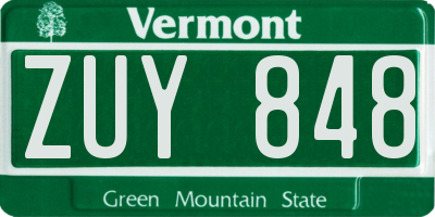 VT license plate ZUY848