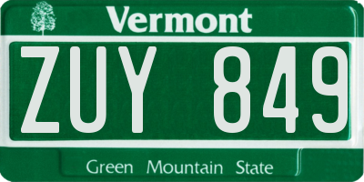 VT license plate ZUY849