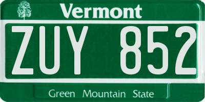 VT license plate ZUY852