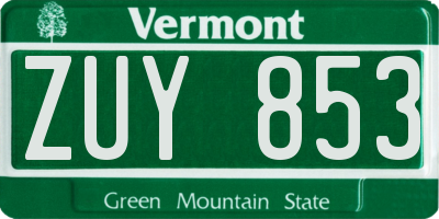VT license plate ZUY853