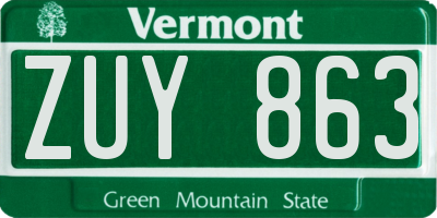 VT license plate ZUY863