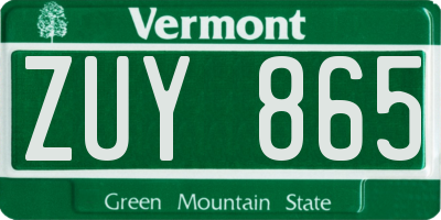 VT license plate ZUY865