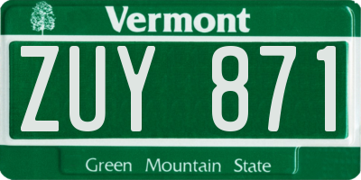 VT license plate ZUY871
