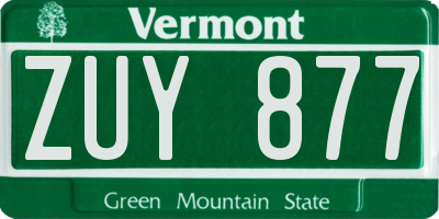 VT license plate ZUY877