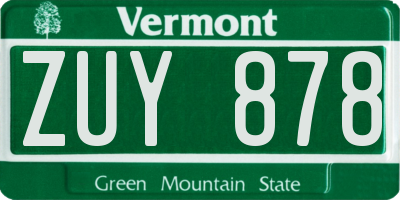 VT license plate ZUY878