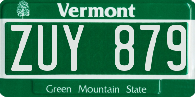 VT license plate ZUY879