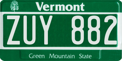 VT license plate ZUY882