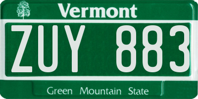 VT license plate ZUY883