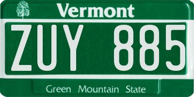 VT license plate ZUY885