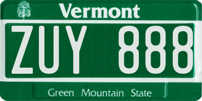 VT license plate ZUY888