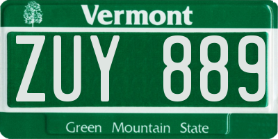VT license plate ZUY889
