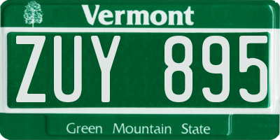 VT license plate ZUY895