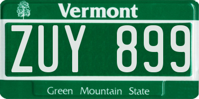 VT license plate ZUY899