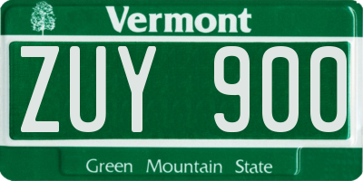 VT license plate ZUY900