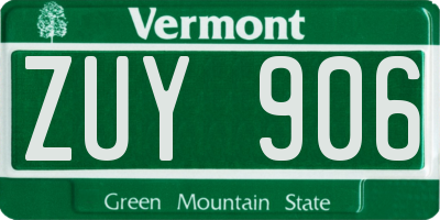 VT license plate ZUY906