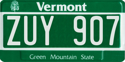 VT license plate ZUY907