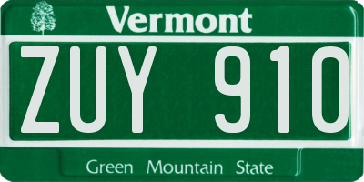 VT license plate ZUY910