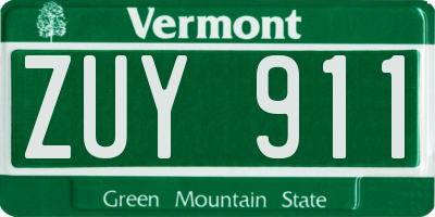 VT license plate ZUY911
