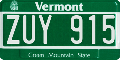 VT license plate ZUY915