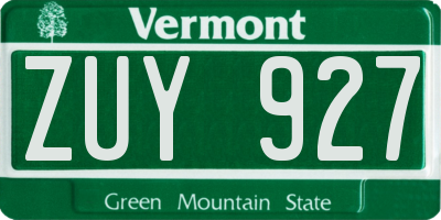 VT license plate ZUY927