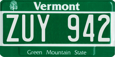 VT license plate ZUY942