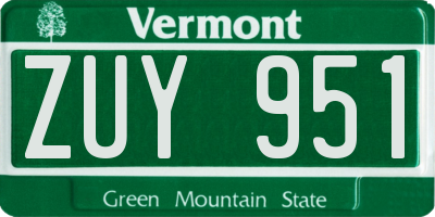 VT license plate ZUY951